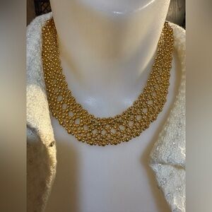 Vintage Monet gold bib necklace